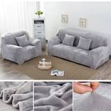 Loose Covers Yeahmart Thick 1/2/3 Pure Loose Sofa Cover Grey