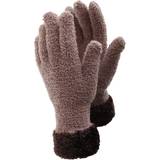 Brown - Women Gloves Floso Fluffy Extra Soft Winter Gloves With Patterned Cuff Brown One