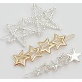 MOOD Hair Accessories MOOD Two Tone Crystal And Polished Star Hair Slides Pack of Multi One