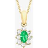 Green Charms & Pendants 9ct Yellow Gold Green and White Crystal Cluster Flower Pendant 1.63.5064