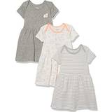 Stripes Dresses Children's Clothing Amazon Essentials Baby Girls' Short-Sleeve Dress, Pack of 3, Grey, Bunny, Months