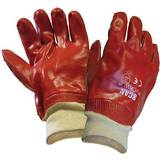 Red Disposable Gloves Scan PVC Knitwrist Glove SCAGLOPVCKW