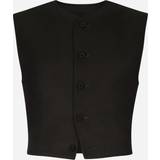 Men Blazers Dolce & Gabbana Wool Gabardine And Jersey Vest black