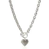 Guess Toggle Logo Charm Necklace - Silver/Transparent