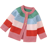 Multicoloured Cardigans Children's Clothing Shein Baby Girl Colorblock Button Front Cardigan