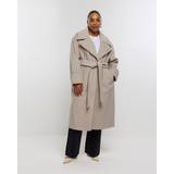 Cashmere Outerwear River Island Womens Plus Beige Belted Robe Coat Beige