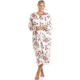 Camille Robes Camille Luxurious Supersoft Zip Up Floral Bathrobe Ivory 10-12