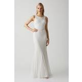 Midi Dresses - Women Coast Premium Linear Embellished Wedding Dress Ivory