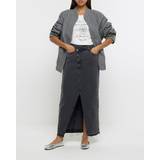 Cotton Skirts River Island Womens Grey Asymmetric Waist Denim Maxi Skirt Grey