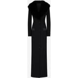 Silk Coats Dolce & Gabbana Long silk georgette coat with faux fur collar