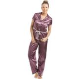 Camille Jumpsuits & Overalls Camille Short Sleeve Belted Satin Pyjama Set Light Brown