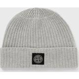 Stone Island Men Accessories Stone Island Men's Compass motif ribbed-knit Beanie in Light Grey