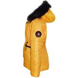 Yellow Jackets 11-12 Years Kids Girls Jacket Puffer Mustard Hooded Detachable Faux Fur Wet Look Padded Coat Yellow 11-12yrs