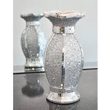 Silver Vases DEENZ Silver Ceramic Mirrored Glitter Flower Vase