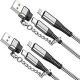 Apple MFI Certified 2Pack iPhone 14/13 Fast Charger USB Type C to Lightning Cable 6ft Long Charging Cord for iPhone Pro Max/Mini/X/Xs/Xr and USB C Female to USB A Male Adapter with Keychain 6Foot Grey