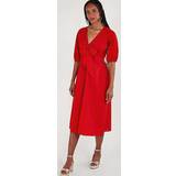 Breathable Dresses Monsoon Tie Front Midi Dress, Red