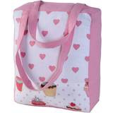 Pink Fabric Tote Bags Homescapes 36 x 43 x 11 cm Cotton Pink Hearts & Cup Cakes Design Shopping Bag