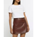 Skirts River Island Womens Brown Faux Leather Mini Skirt Brown