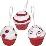 PMS Cupcake Red/White Christmas Tree Ornament 7cm 3pcs