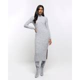 Polyamide Dresses River Island Womens Grey Cable Knit Jumper Midi Dress Grey