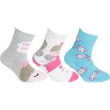 White Underwear Floso Childrens Girls Cotton Rich Gripper Socks 3 Pairs 9-12 Child UK Cream/Blue/Pink