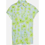 Women Shirts Marni Womens Aquamarine Floral-print Relaxed-fit Cotton Shirt