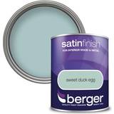 Berger Satin Finish Sweet Duck Egg Metal Paint Turquoise 0.75L