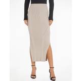 Calvin Klein Elastane/Lycra/Spandex Skirts Calvin Klein Rib Maxi Skirt, Silver Grey