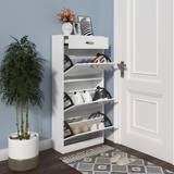 Fabric Hallway Furniture & Accessories Homcom Cabinet with 4 Drawers & Flip Doors Shoe Rack