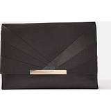 Accessorize Satin Fold Over Clutch Bag, Black, Women Black