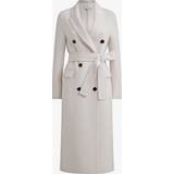 Cashmere Clothing Reiss Womens Cream Arla Double-breasted Belted Wool-blend Coat