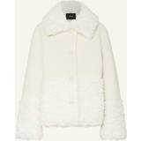 Men - White Coats Maje Womens Blanc Wide-collar Contrasting-texture Faux-fur Coat