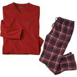 Men Pyjamas Checked Cotton & Flannel Long Pyjama Set Terracotta
