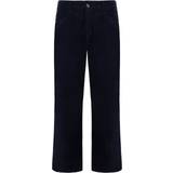 Cargo Trousers - Women Armani Emporio J33 Regular Fit Wide Leg Womens Trousers Navy Cotton Waist