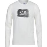 C.P. Company Tops C.P. Company Block Chest Logo White Long Sleeve T-Shirt