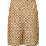 Gucci Trousers & Shorts Gucci Mens Camel Ebony Monogram Relaxed-fit Linen-blend Shorts