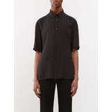 Silk Shirts Saint Laurent Silk Short-sleeved Mens Black