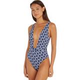 Tommy Hilfiger Swimsuits Tommy Hilfiger Plunge Monogram Swimsuit, Navy/White