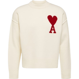 Knitted Sweaters - Men Jumpers Ami Paris Ami de Coeur Sweater Unisex - Off White/Red