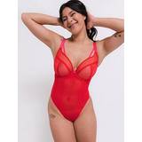 Red Bodysuits Curvy Kate Elementary Plunge Bodysuit Red/Pink