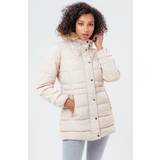 Clothing Hype Mid Length Padded Coat With Fur Beige