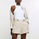 Linen Shorts River Island Womens Shorts Beige Button Detail With Linen Cotton