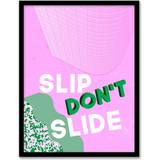 Wee Blue Coo Slip Don't Slide Quote Bold Pink Green Framed Art 30.5x40.6cm