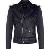 Leather Jackets - M - Men Mens Brando Leather Navy Blue Leather Biker Jacket