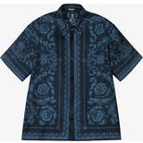 Silk Children's Clothing Versace Boys Navy Blue Silk Barocco Shirt