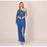 Blue - Evening Gowns Dresses Adrianna Papell One Shoulder Beaded Maxi Dress, Blue Horizon