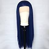 Blue Extensions & Wigs Synthetic lace front wig for black women,Queen Wig Long Silky Straight Heat Fiber