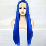 Blue Extensions & Wigs Synthetic lace front wig for black women,Queen Wig Long Silky Straight Heat Fiber