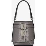 Leather Bucket Bags Givenchy Shark Lock Micro Bucket Bag in Metallized Laminated Leather