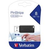 8 GB Memory Cards & USB Flash Drives Verbatim 49062 PinStripe USB Drive 8GB Black